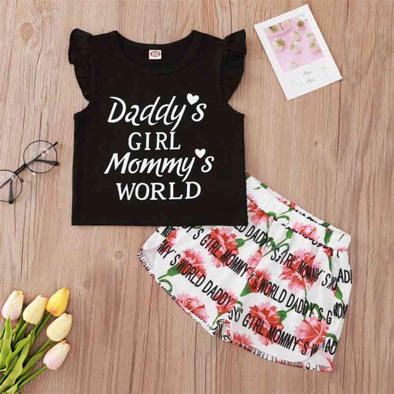 Summer Children Sets Casual Short Sleeve O Neck Letter T-shirt Print Floral Shorts Cute 2Pcs Girls Boy Clothes Set 0-2T 210629, Black
Summer Children Sets Casual Short Sleeve O Neck Letter T-shirt Print Floral Shorts Cute 2Pcs Girls Boy Clothes Set 0-2T 210629, Black