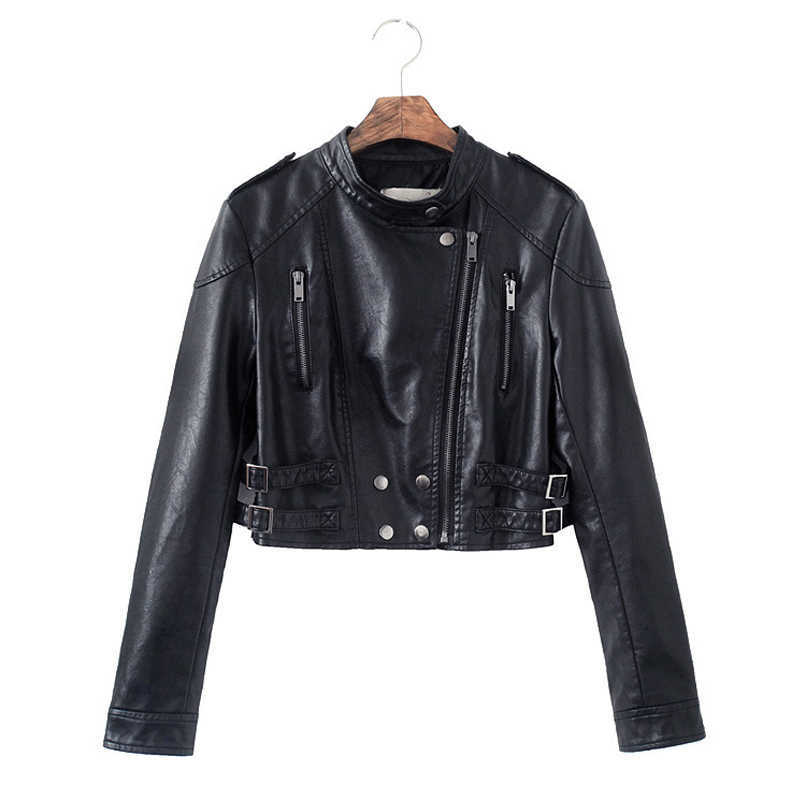 Ly Varey Lin Spring Women Faux Soft Leather Short Jacket Casual Zipper Biker Coats Female Slim Black Pu Outerwear 210526