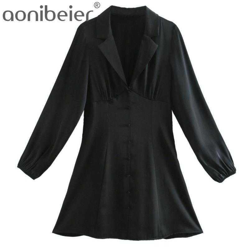 Summer Silk Texture Retro Mini Black Dres Long Sleeve Loose Turn-down Collar Elegant Office Dresse 210604
Summer Silk Texture Retro Mini Black Dres Long Sleeve Loose Turn-down Collar Elegant Office Dresse 210604