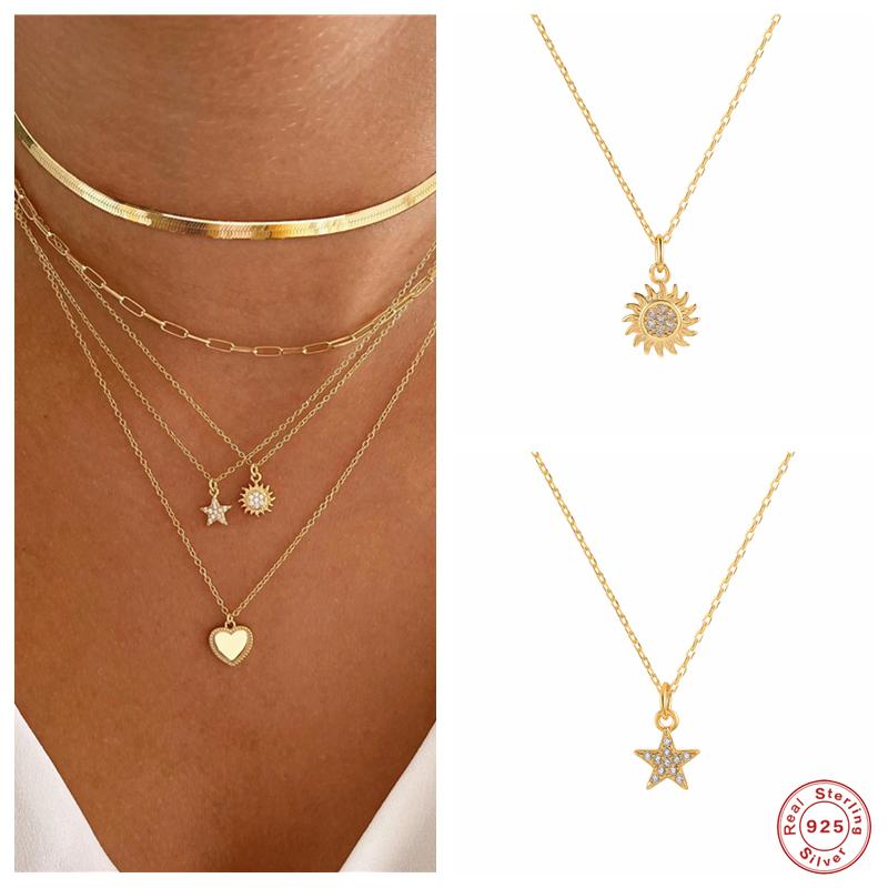 Other GS 925 Sterling Silver Vintage Sunflower Pendant Necklaces Fashion Simple Design White Zircon Star Charm Clavicle Necklace 
Other GS 925 Sterling Silver Vintage Sunflower Pendant Necklaces Fashion Simple Design White Zircon Star Charm Clavicle Necklace
