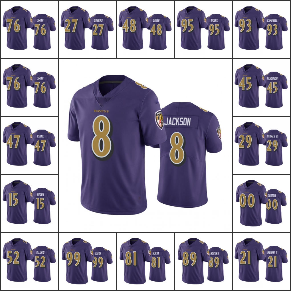 BaltimoreRavensMen #8 Lamar Jackson 27 J.K. Dobbins 48 Patrick Queen Women Youth Custom Purple Color Rush Limited Jersey, Black;red
BaltimoreRavensMen #8 Lamar Jackson 27 J.K. Dobbins 48 Patrick Queen Women Youth Custom Purple Color Rush Limited Jersey, Black;red