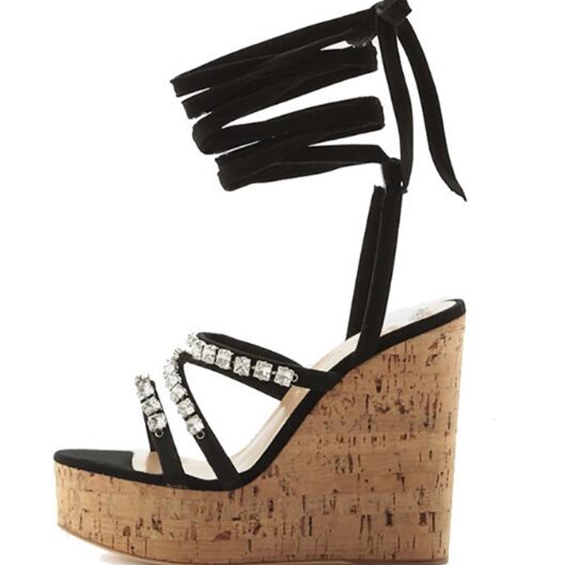 sandals more recent black fashion woman bling crystal wedge feminine sandals platform deep soles lace up narrow toe open shoes 1375
sandals more recent black fashion woman bling crystal wedge feminine sandals platform deep soles lace up narrow toe open shoes 1375