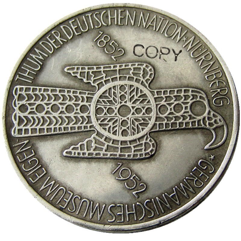 DE(11) Germany 5 Deutche Mark 1952D Craft New/Old Color Silver Plated Copy Coin Brass Ornaments home decoration accessories
DE(11) Germany 5 Deutche Mark 1952D Craft New/Old Color Silver Plated Copy Coin Brass Ornaments home decoration accessories