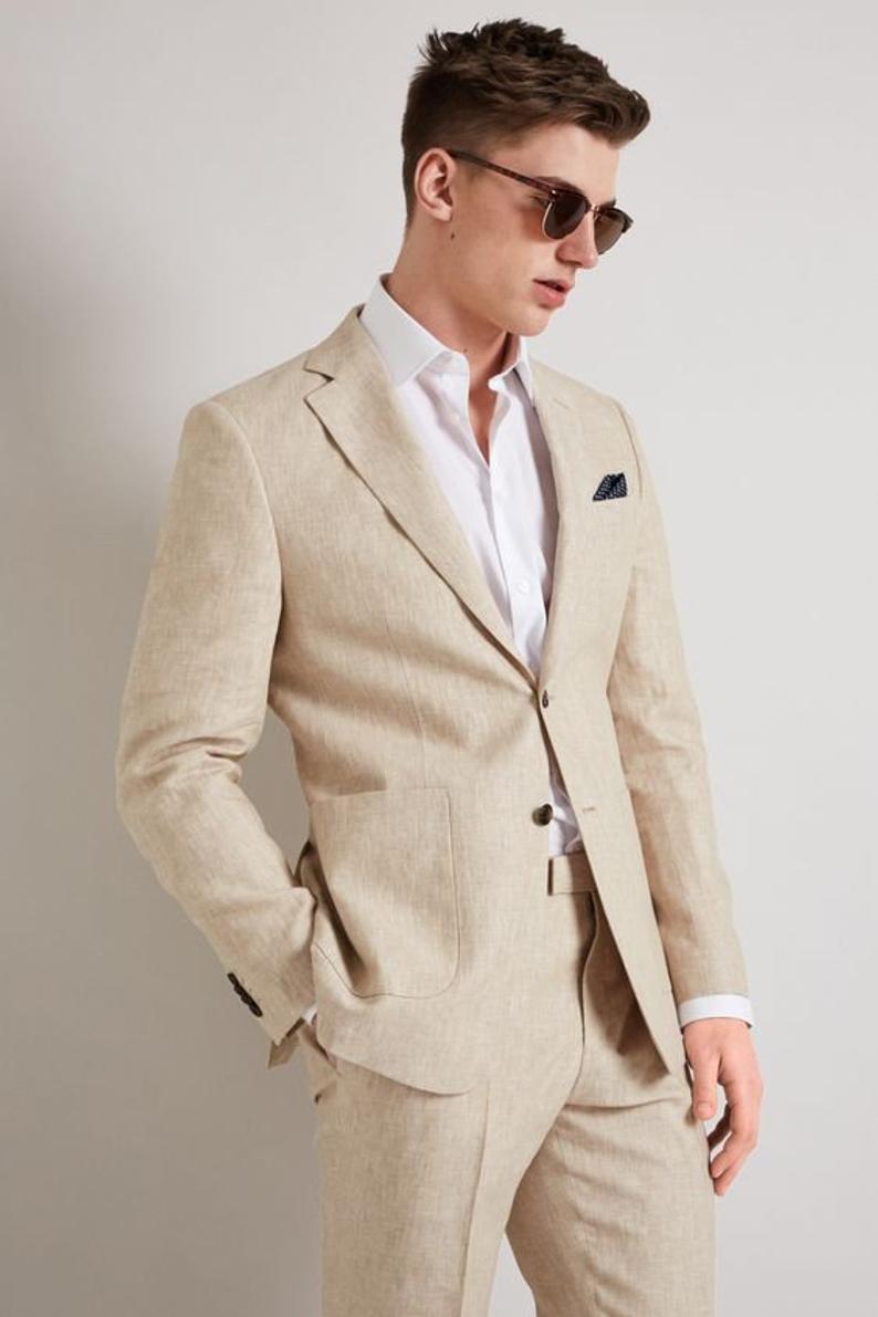 Summer Leisure Young Man Wedding Pants Suits 2 pieces Mens Formal Wear Tuxedos Party Prom Work Blazer