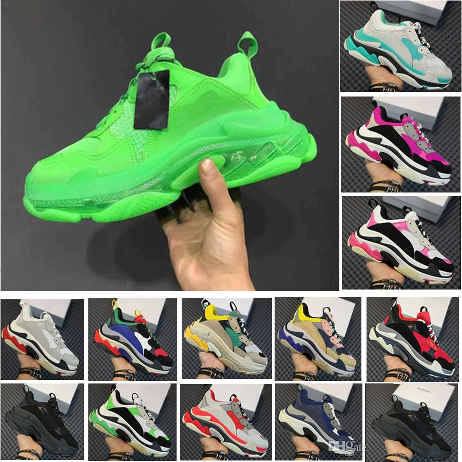 

Top 17FW triple-s clear sole Casual Shoes white black green navy grey Men Women Sneakers fluo red Paris Dad Trainers EUR 36-45, Bubble wrap packing