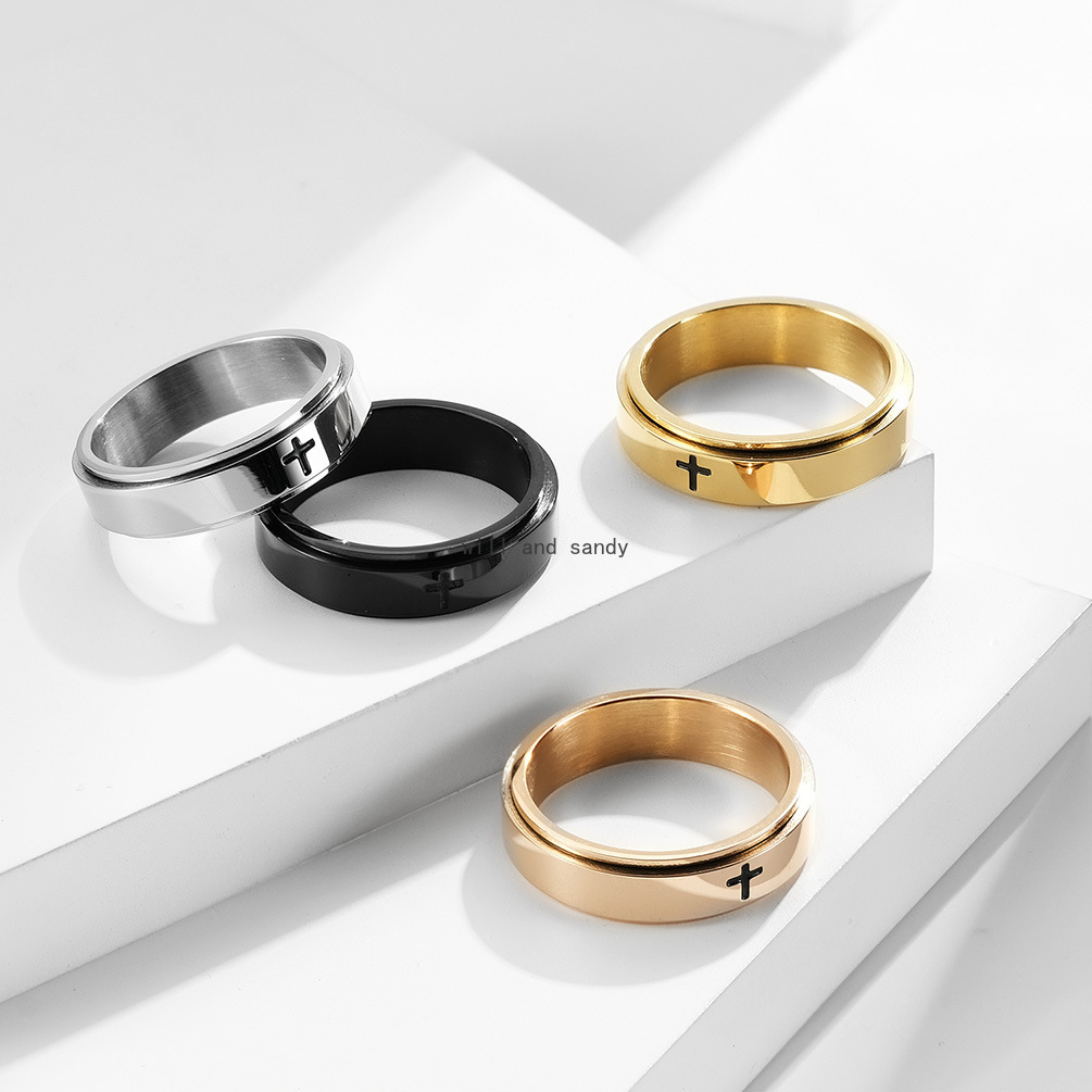 Stainless Steel Rotatable Jesus Cross Ring Band Finger Anti Anxiety Decompression Rings Women Men Hiphop Fashion Jewelry Will and Sandy
Stainless Steel Rotatable Jesus Cross Ring Band Finger Anti Anxiety Decompression Rings Women Men Hiphop Fashion Jewelry Will and Sandy