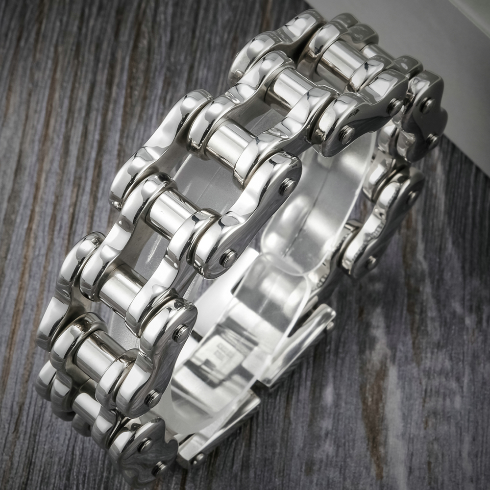 New Fashion Big Size Vintage Motorcycle Chain Bracelet Men Metal Mens Bracelets Stainless Steel on Hand hip hop Jewelry Gifts for Men