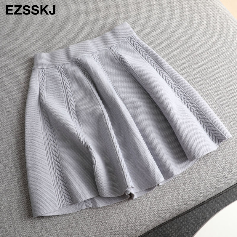 casual Aline mini sweater thick skirt female autumn winter sweater sun skirt women girl short sweaterskirt 210306
