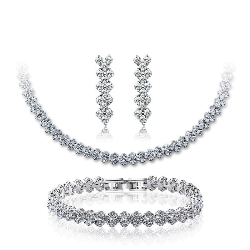 Earrings & Necklace 3pcs/Set Women Fashion White Stone Jewelry Sets Vintage Roman Necklace/Earrings/Bracelet Gold Filled CZ Wedding Set, As pic
Earrings & Necklace 3pcs/Set Women Fashion White Stone Jewelry Sets Vintage Roman Necklace/Earrings/Bracelet Gold Filled CZ Wedding Set, As pic