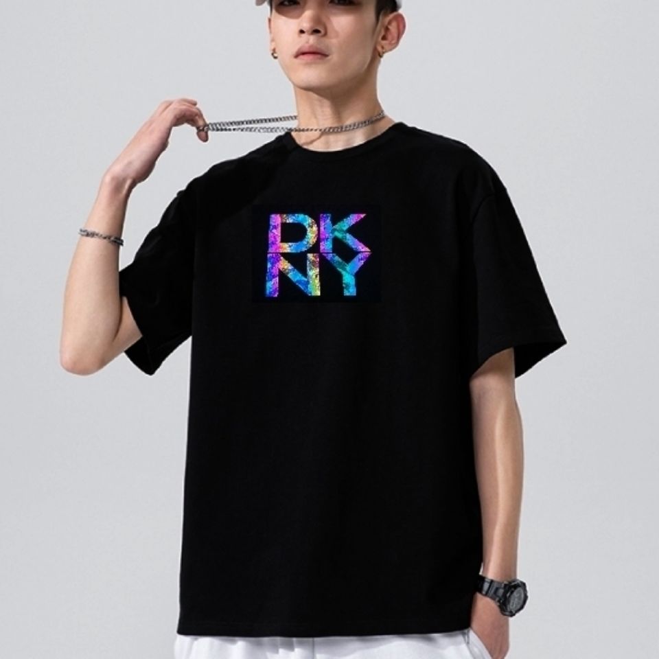 T-shirt Men Women Reflective Printing Short-sleeved Summer Loose European and American Cotton, Black
T-shirt Men Women Reflective Printing Short-sleeved Summer Loose European and American Cotton, Black