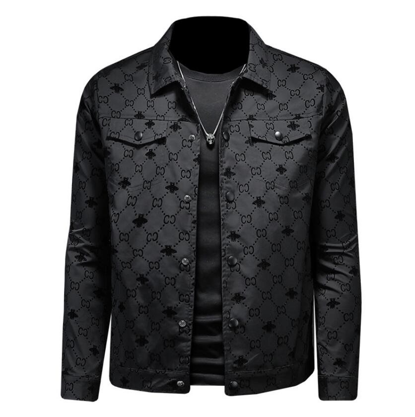 autumn new men039s jacket Korean slim fit Lapel print European Station Youth jacket trendy men039s jacket