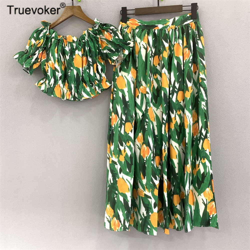 Truevoker Lady Runway Fashion Vocation Skirt Set Mujer Green Flower Print Crop Top + Midi Women Cottagecor 210602
Truevoker Lady Runway Fashion Vocation Skirt Set Mujer Green Flower Print Crop Top + Midi Women Cottagecor 210602