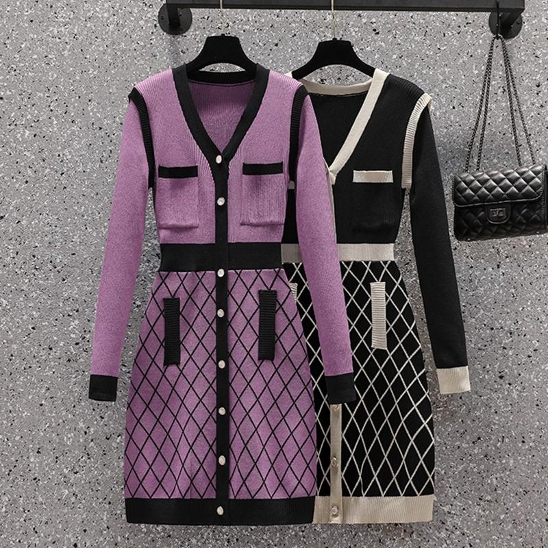 Casual Dresses Small Fragrance Long Sleeve Knitted Sweater Dress Women Plaid Sexy Sheath Bodycon Vintage Autumn Winter Pull Robe Femme, Black
Casual Dresses Small Fragrance Long Sleeve Knitted Sweater Dress Women Plaid Sexy Sheath Bodycon Vintage Autumn Winter Pull Robe Femme, Black