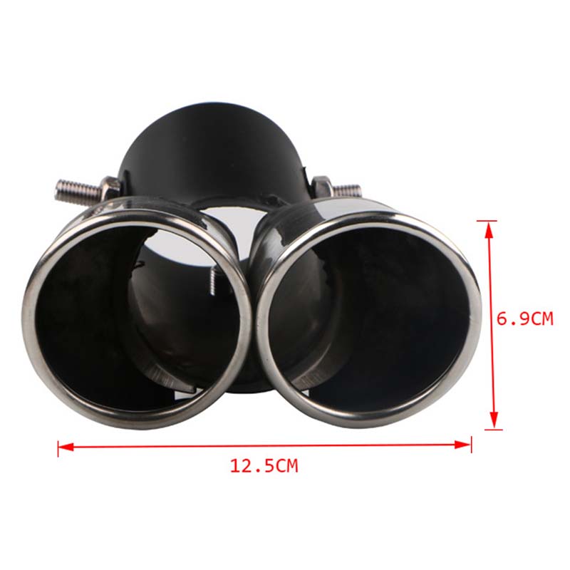 Dual Outlet Car Exhaust System Muffler Stainless Steel Slant Rolled Edge Auto Silencer Universal Cars Exterior Parts