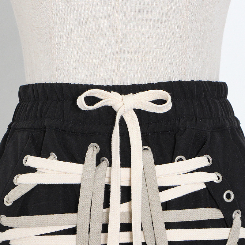 TWOTWINSTYLE Lace Up Bowknot Elastic High Waist Streetwear Skirts For Women Hollow Out Irregular Hem Skirt Female 210306