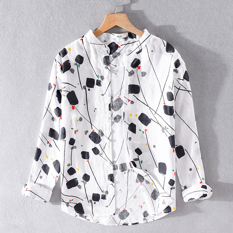 2021 New Pure Linen Stand Collar Long-sleeved Summer Brand Casual Shirts for Men Fashion Loose Shirt Mens Comfortable Camisa Zijg, 9752 white
2021 New Pure Linen Stand Collar Long-sleeved Summer Brand Casual Shirts for Men Fashion Loose Shirt Mens Comfortable Camisa Zijg, 9752 white