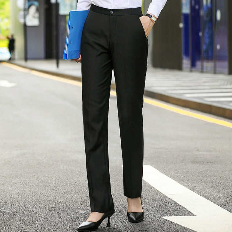 High-quality Black Suit Pants Women's Spring and Autumn Straight Formal Wear Business Trousers Temperament Ladies Work 210527
High-quality Black Suit Pants Women's Spring and Autumn Straight Formal Wear Business Trousers Temperament Ladies Work 210527