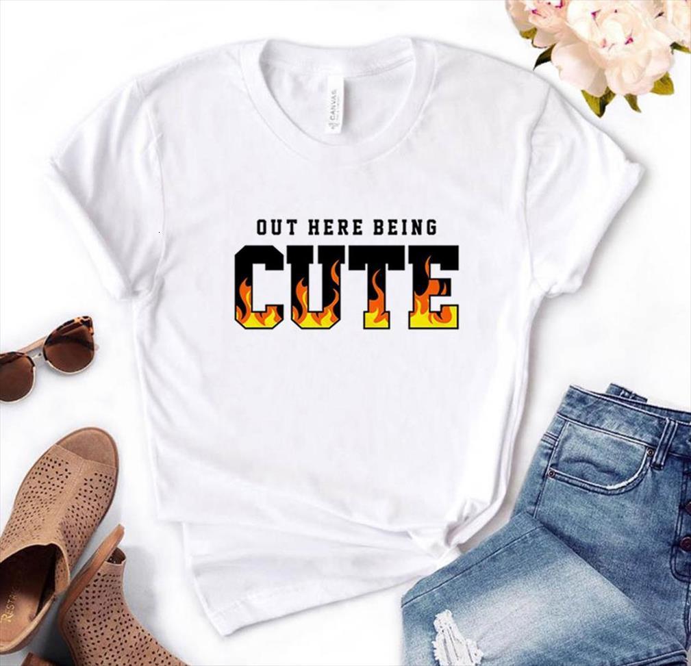 out here being cute fire mens t shirts and womens print women cotton casual funny for lady yong girl top, White;black
out here being cute fire mens t shirts and womens print women cotton casual funny for lady yong girl top, White;black