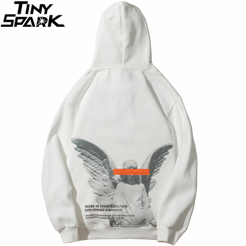 Men's Hoodies Sweatshirts Mens Hip Hop Streetwear Harajuku Pullover Angel God Printed Hoodie Pocket Cotton Fleece Grey Hooded Sweatshirt 220929