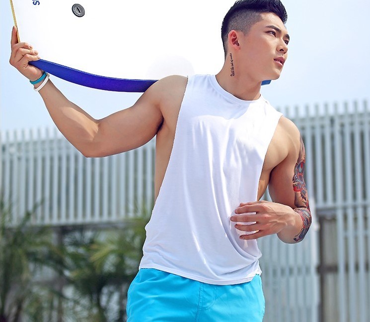 Men's vest sleeveless Sexy split breathable sportswear Private customized BOYTHOR 210308