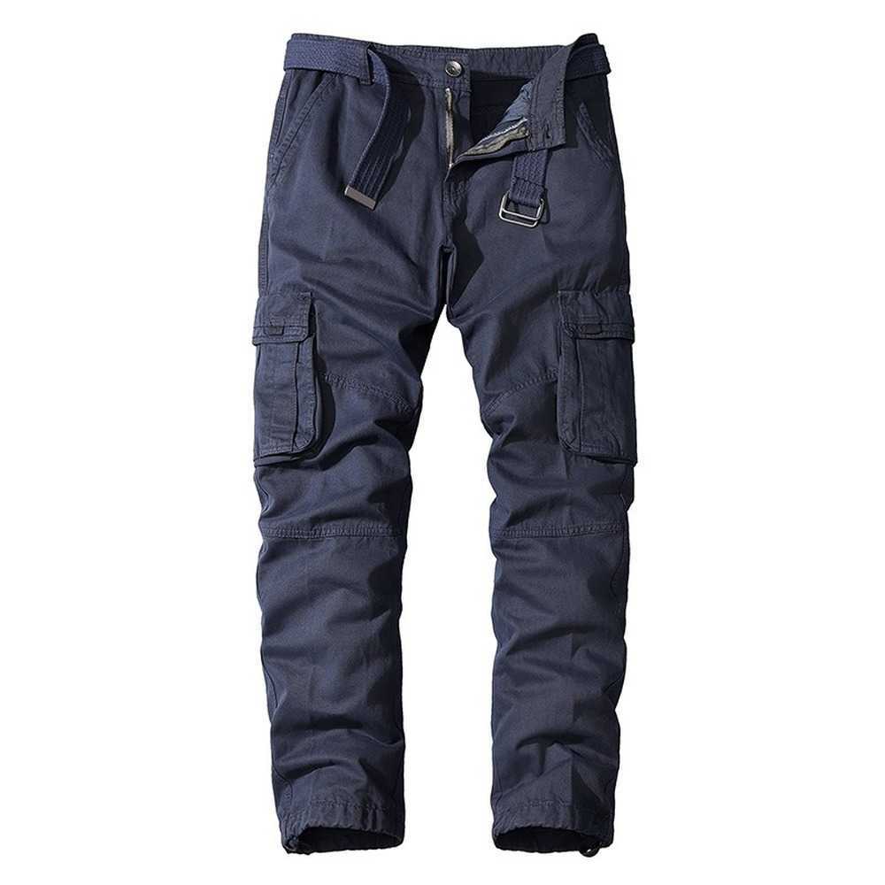 Men's Trousers Solid Cotton Cargo Pants Men Outdoor Military Tactical Work Pants Multi-Pockets Trousers Fashion Clothing Male 210714