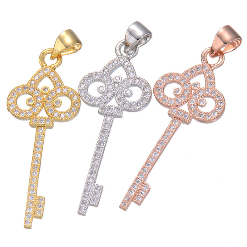 Beautiful Design 925 Silver Plated Micro Pave Flower Key Pendant for Necklace Making
Beautiful Design 925 Silver Plated Micro Pave Flower Key Pendant for Necklace Making