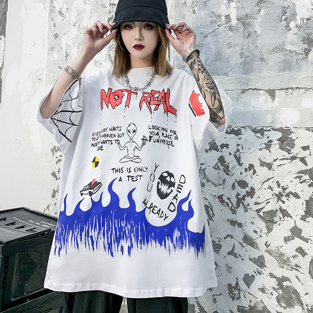 2021 New Kawaii Cartoon Womens Summer Graffiti Oversized Goth Shirt Women Streetwear Cute Clothes Punk Rock Tops Jyup, White
2021 New Kawaii Cartoon Womens Summer Graffiti Oversized Goth Shirt Women Streetwear Cute Clothes Punk Rock Tops Jyup, White