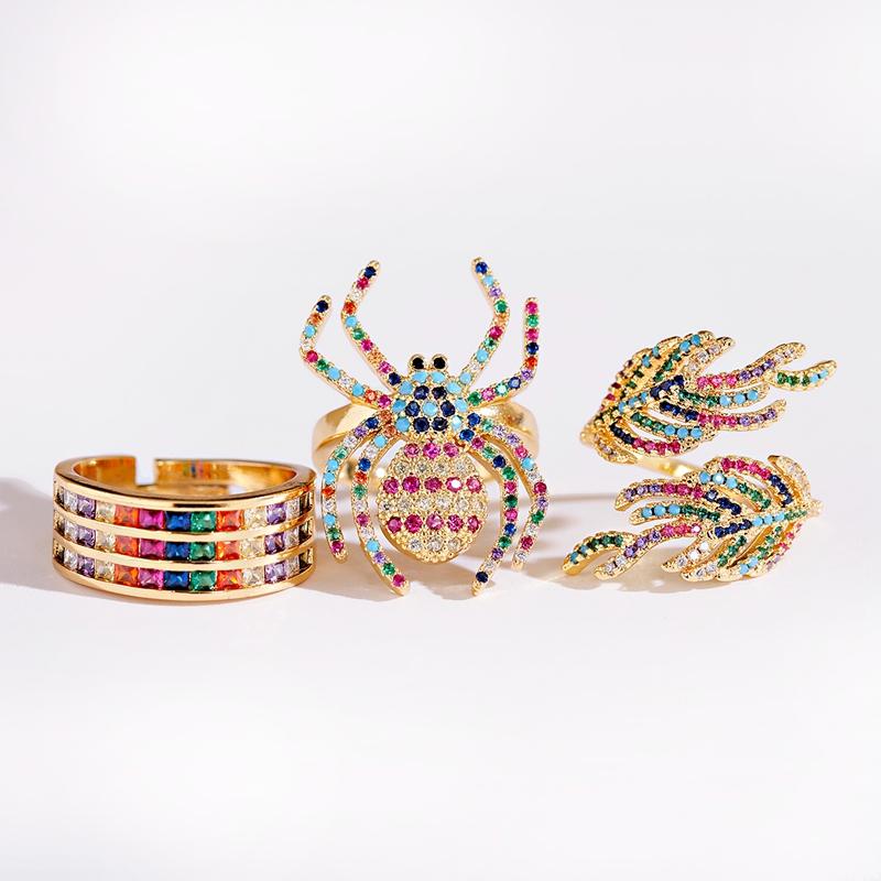 Cluster Rings Luxury Insect Rainbow Zircon Top-Quality Leaf Round Creative Style Females Party Wedding Jewelry
Cluster Rings Luxury Insect Rainbow Zircon Top-Quality Leaf Round Creative Style Females Party Wedding Jewelry