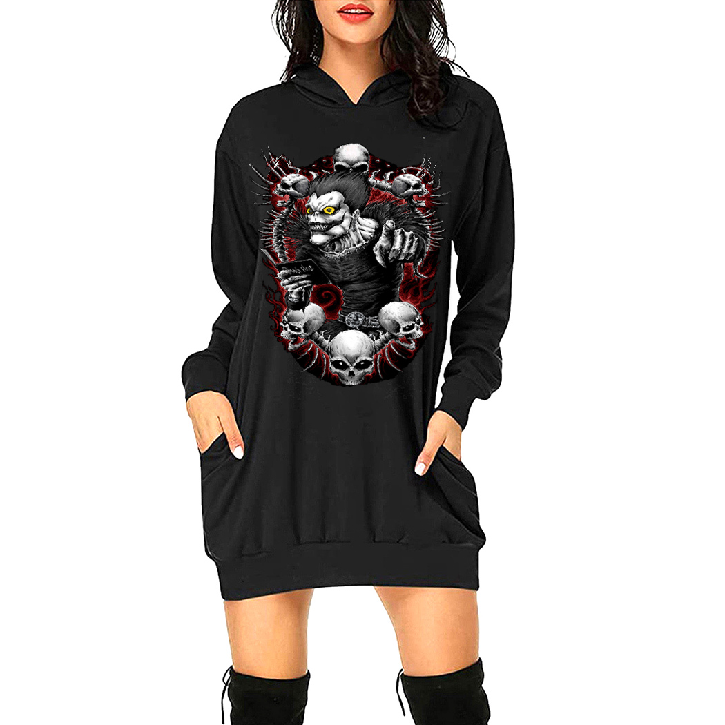 Women Thick Hoodie Dress Autumn Winter Animation Manga Pattern Printing Long Sleeve Loose Casual Sport Street Wear Hip Hop Style Medium Length Hooded Pullovers, Black 1
Women Thick Hoodie Dress Autumn Winter Animation Manga Pattern Printing Long Sleeve Loose Casual Sport Street Wear Hip Hop Style Medium Length Hooded Pullovers, Black 1