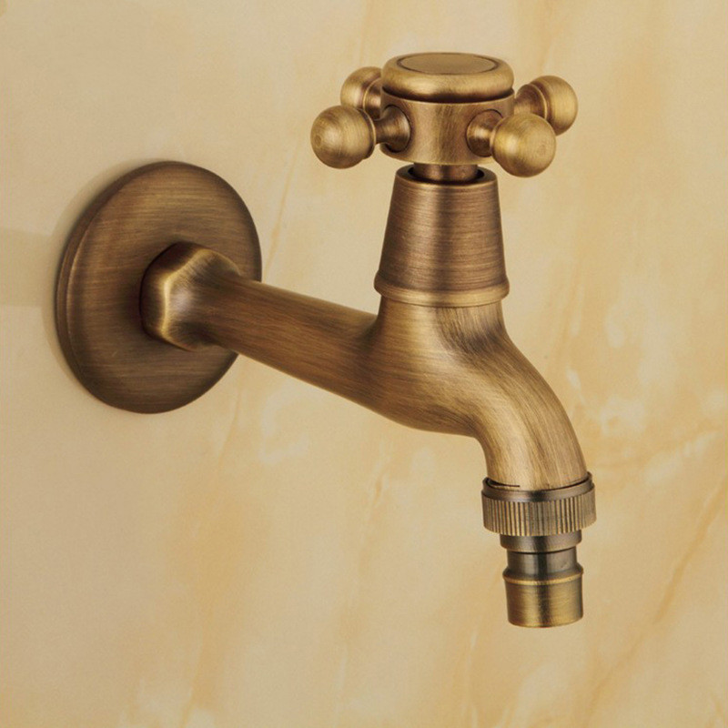 

Copper Antique Laundry Faucet European Retro Utility Faucet Brass Single Hole Cold Water Mixer Taps