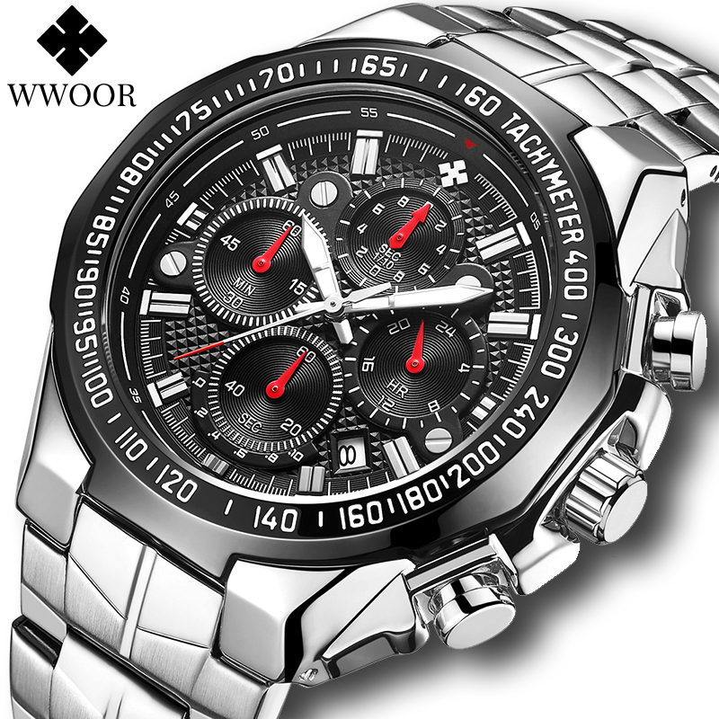 WWOOR Watches Men Top Brand Luxury Black Sports Chronograph Clock Fashion Military Big Quartz Full Steel Wristwatch Reloj Hombreg, Black black
WWOOR Watches Men Top Brand Luxury Black Sports Chronograph Clock Fashion Military Big Quartz Full Steel Wristwatch Reloj Hombreg, Black black