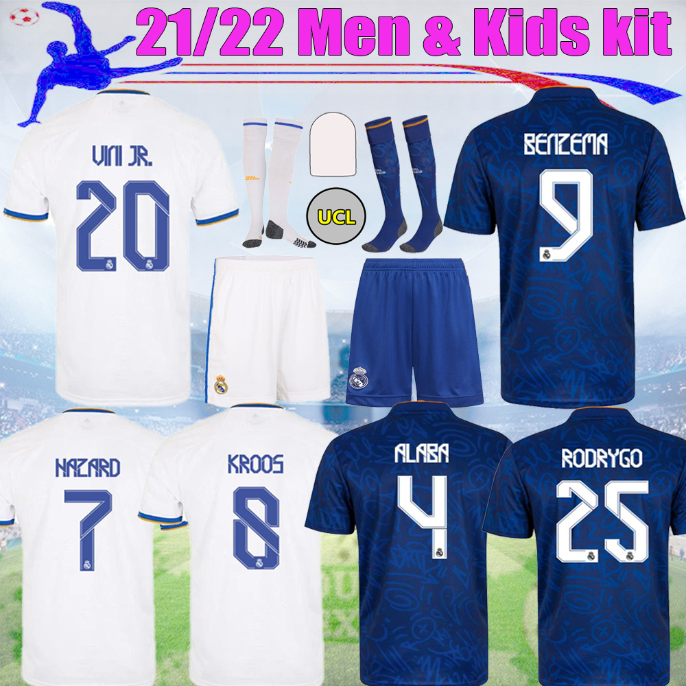 21 22 high quality Real Madrid HAZARD Soccer Jerseys 2021 2022 MBAPPE ASENSIO men kit ALABA MODRIC BENZEMA VINICIUS kids football Suit, 21/22 home kit
21 22 high quality Real Madrid HAZARD Soccer Jerseys 2021 2022 MBAPPE ASENSIO men kit ALABA MODRIC BENZEMA VINICIUS kids football Suit, 21/22 home kit