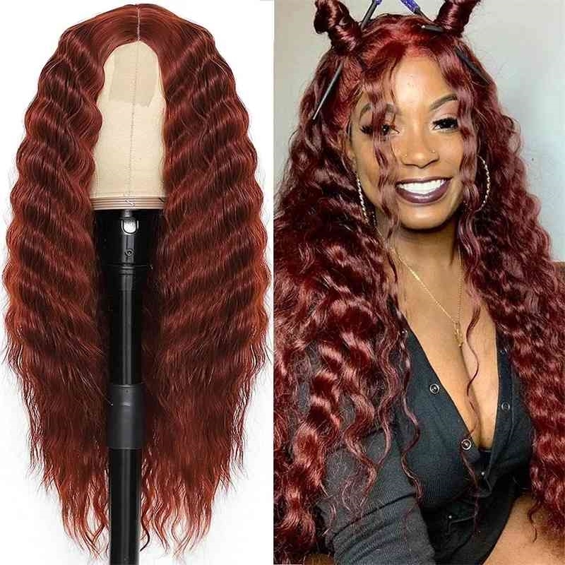 women's New Xuchang wig long curly hair high temperature silk chemical fiber head cover, Red
women's New Xuchang wig long curly hair high temperature silk chemical fiber head cover, Red