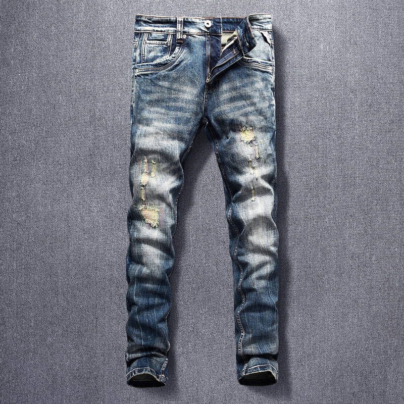 2021 New Italian Style Fashion Men Jeans High Quality Slim Fit Patchwork Hip Hop Ripped Denim Pants Retro Vintage Designer Long Trousers Hyu, Retro black blue
2021 New Italian Style Fashion Men Jeans High Quality Slim Fit Patchwork Hip Hop Ripped Denim Pants Retro Vintage Designer Long Trousers Hyu, Retro black blue