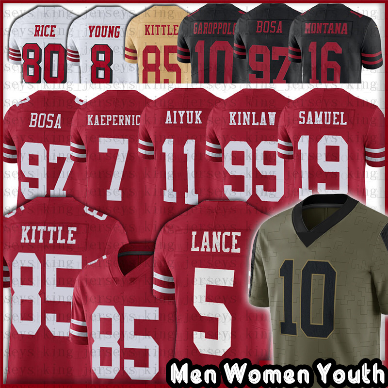 85 George Kittle Football 97 Nick Bosa Jerseys 10 Jimmy Garoppolo 19 Deebo Samuel 99 Javon Kinlaw 5 Trey Lance Jerry Rice 11 Brandon Aiyuk 54 FRED WARNER Ronnie Lott, Men(49r)
85 George Kittle Football 97 Nick Bosa Jerseys 10 Jimmy Garoppolo 19 Deebo Samuel 99 Javon Kinlaw 5 Trey Lance Jerry Rice 11 Brandon Aiyuk 54 FRED WARNER Ronnie Lott, Men(49r)