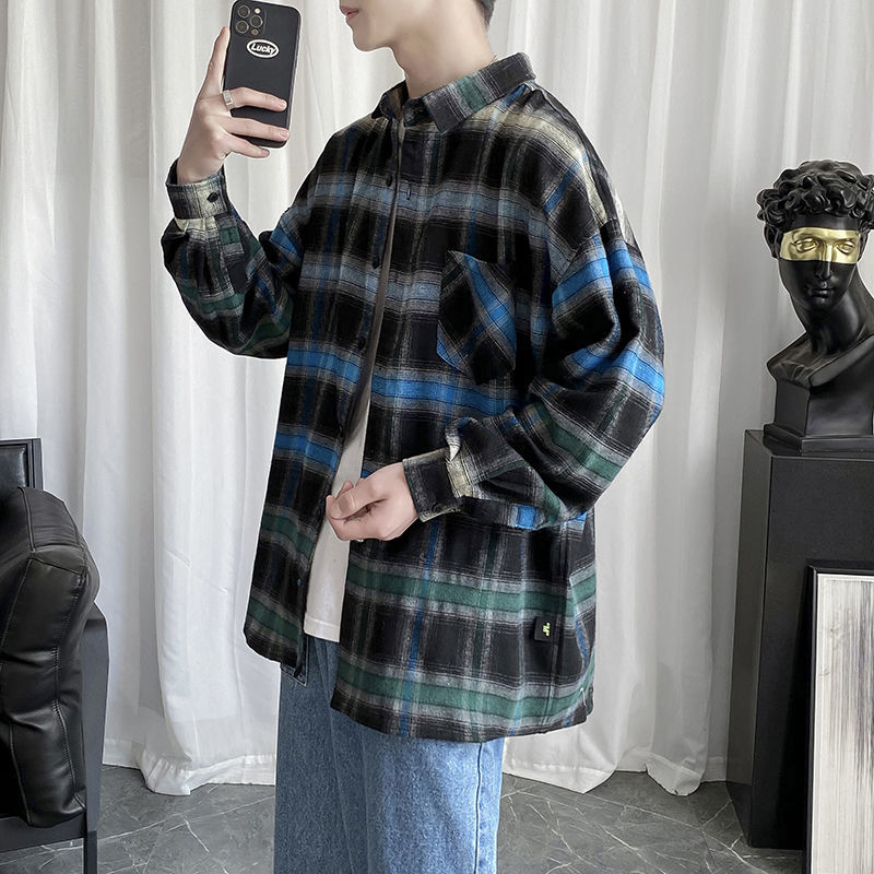 2021 New Cotton Gradient Men's Fashion Retro Casual Men Streetwear Korean Loose Long-sleeved Mens Plaid Shirt M- P128, Blue-green
2021 New Cotton Gradient Men's Fashion Retro Casual Men Streetwear Korean Loose Long-sleeved Mens Plaid Shirt M- P128, Blue-green
