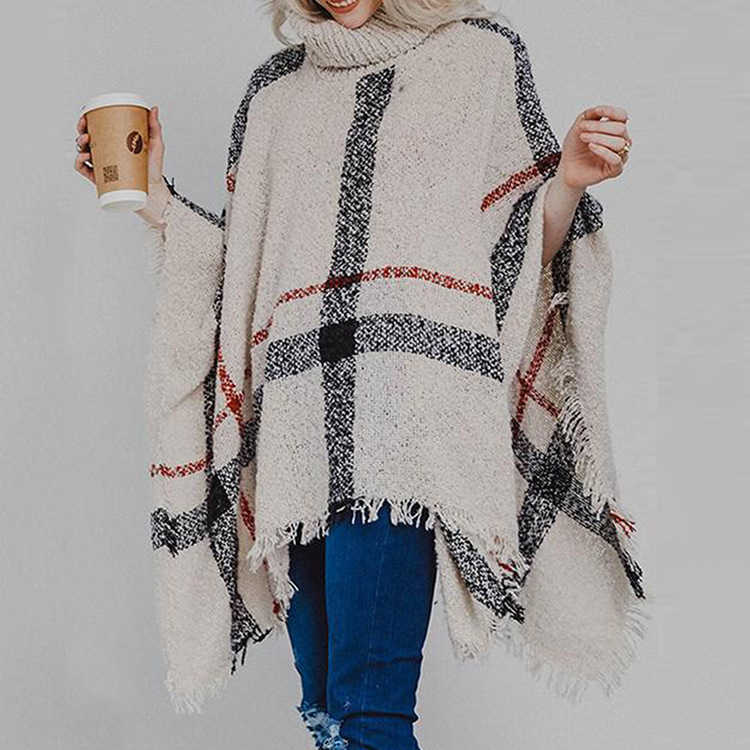 Womens Autumn Winter Turtleneck Sweater Loose Knitted Pullover Bat Sleeve Oversize Striped Casual Sweaters Pull Femme Hiver 210604