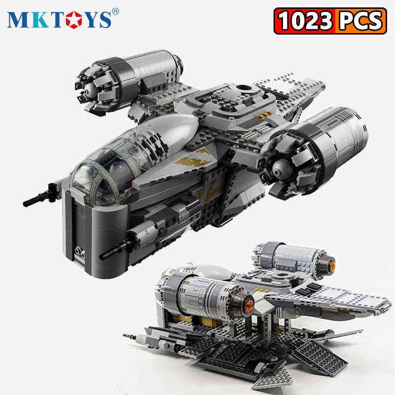 

MOC Bricks Star Razor Fighter Crest Spaceship Compatible 75292 1023PCS 5 Figures Space Ship Building Blocks Gifts Toys for Boys H1028