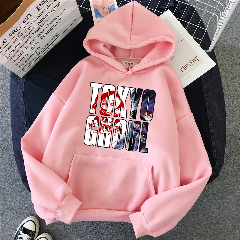 tokyo ghoul Hoodie letter print Hooded Top Women Sweatshirt Long-sleeved Anime Autumn student basic Casual Hooded Streetwear 201217