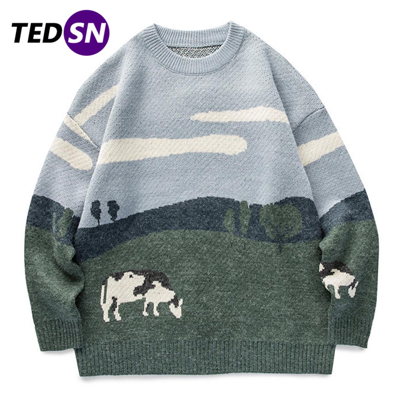 2021 men cow vintage winter sweater pullover o-neck korean knitted sweater women casual harajuku couple knit streetwear oversize, Black
2021 men cow vintage winter sweater pullover o-neck korean knitted sweater women casual harajuku couple knit streetwear oversize, Black