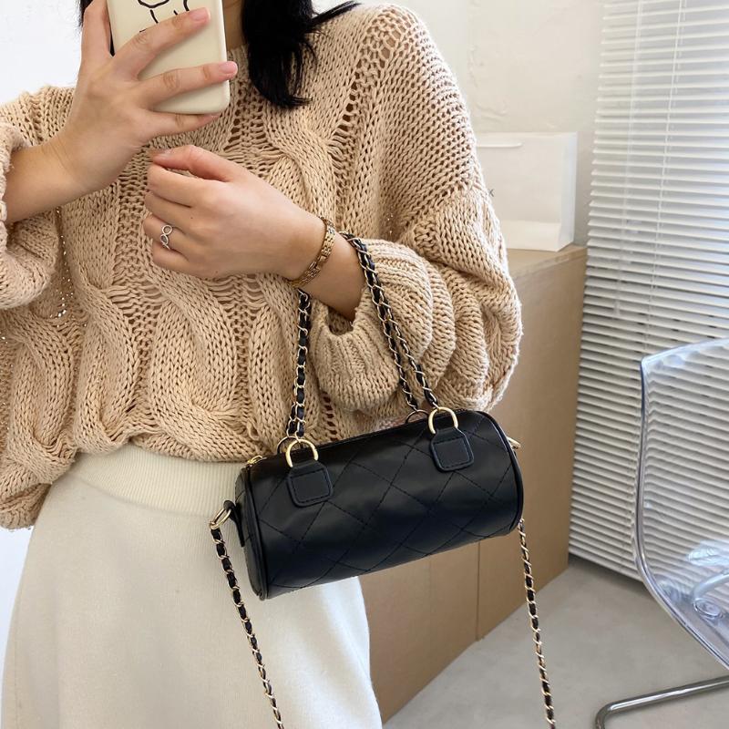 Fashion Cylinder Shaped Shoulder Messenger Handbags for Women Lattice Pattern Solid Color PU Small Round Crossbody Sling Bags, Brown
Fashion Cylinder Shaped Shoulder Messenger Handbags for Women Lattice Pattern Solid Color PU Small Round Crossbody Sling Bags, Brown