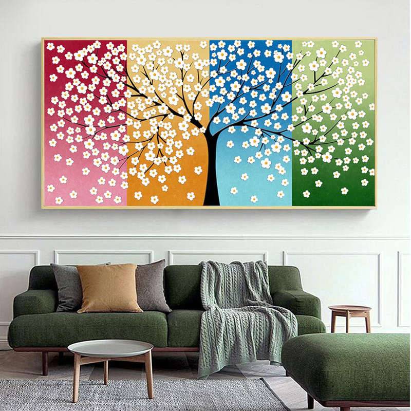 RELIABLI ART Abstract Seasons Tree Pictures Canvas Painting Wall Art For Living Room Modern Home Decoration Posters And Prints