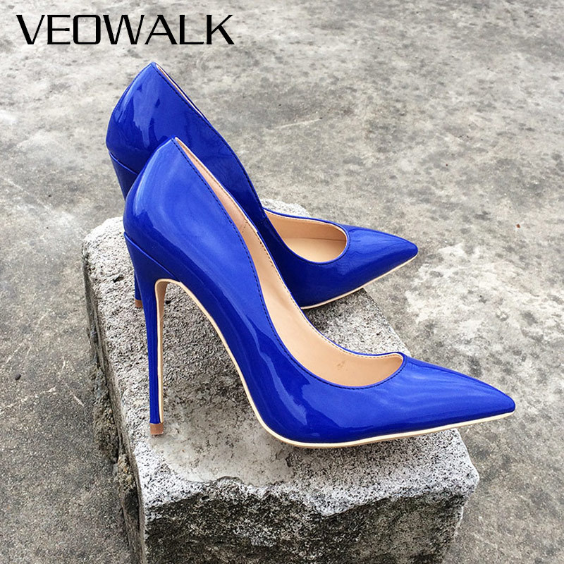 Veowalk Royal Blue Patent Leather Women Classic Slip on Pumps Ladies Pointed Toe Stilettos Extreme High Heels Customized Accept 210225, Blue 12cm heel 
Veowalk Royal Blue Patent Leather Women Classic Slip on Pumps Ladies Pointed Toe Stilettos Extreme High Heels Customized Accept 210225, Blue 12cm heel