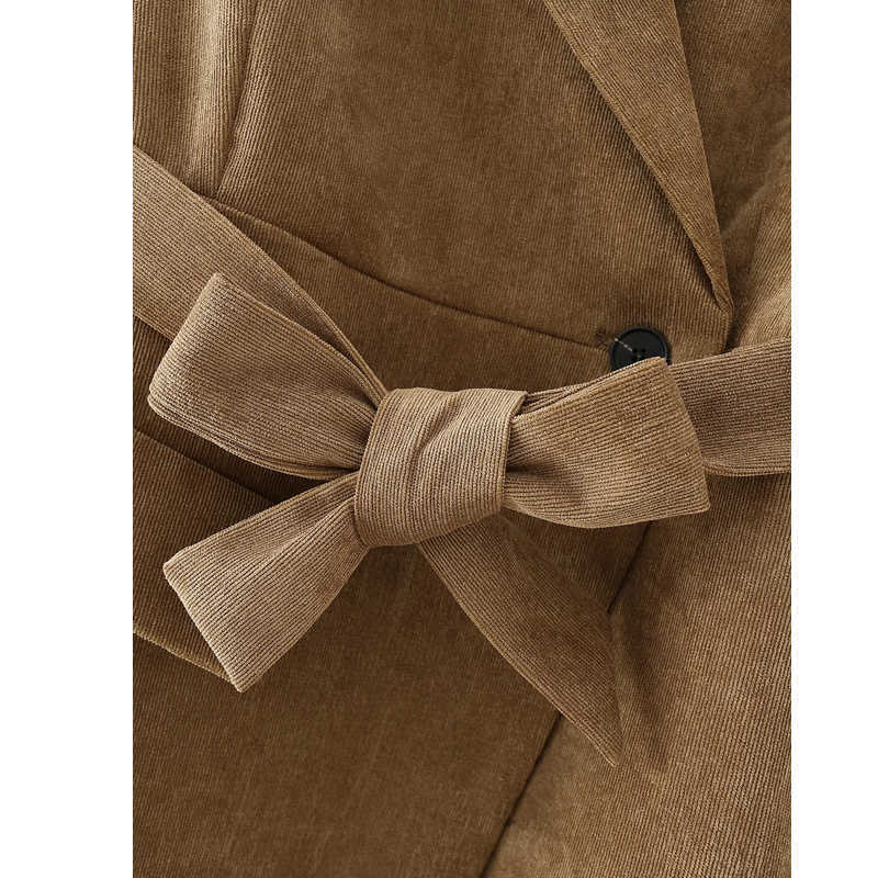 XITIMEAO Women Casual Blazer Jacket Office Lady Pockets Slim Suit Coat oOe Button Ladies Business Blazers With Belt 210602