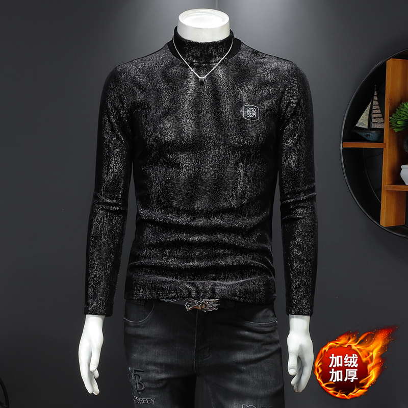 New men's high stretch T-shirt slim fit 2022 autumn and winter gold velvet mid-neck long-sleeved bottoming shirt thickening tide, White;black
New men's high stretch T-shirt slim fit 2022 autumn and winter gold velvet mid-neck long-sleeved bottoming shirt thickening tide, White;black