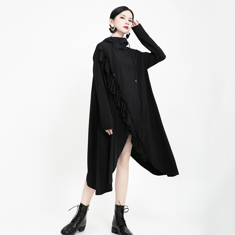 Casual Black Patchwork Ruffle Sweatshirt For Women Hooded Collar Long Sleeve Casual Sweatshirts Female Fashion New
Casual Black Patchwork Ruffle Sweatshirt For Women Hooded Collar Long Sleeve Casual Sweatshirts Female Fashion New