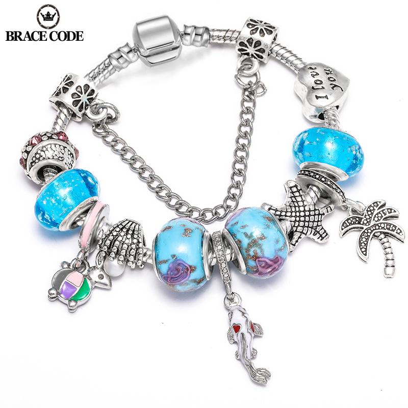 Charm Bracelets BRACE CODE Romantic Sea View Blue Women Bracelet DIY Jewelry Brand Travel Souvenir Gifts, Golden;silver
Charm Bracelets BRACE CODE Romantic Sea View Blue Women Bracelet DIY Jewelry Brand Travel Souvenir Gifts, Golden;silver