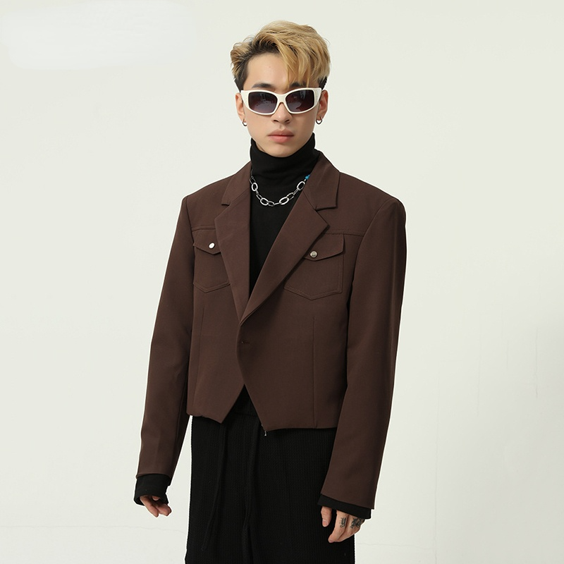 Menswear Temperament Solid Color Blazer Men's Autumn 2021 New Notched Single Buckle Long Sleeve Short Suit Coat Male Tide, White;black 
Menswear Temperament Solid Color Blazer Men's Autumn 2021 New Notched Single Buckle Long Sleeve Short Suit Coat Male Tide, White;black