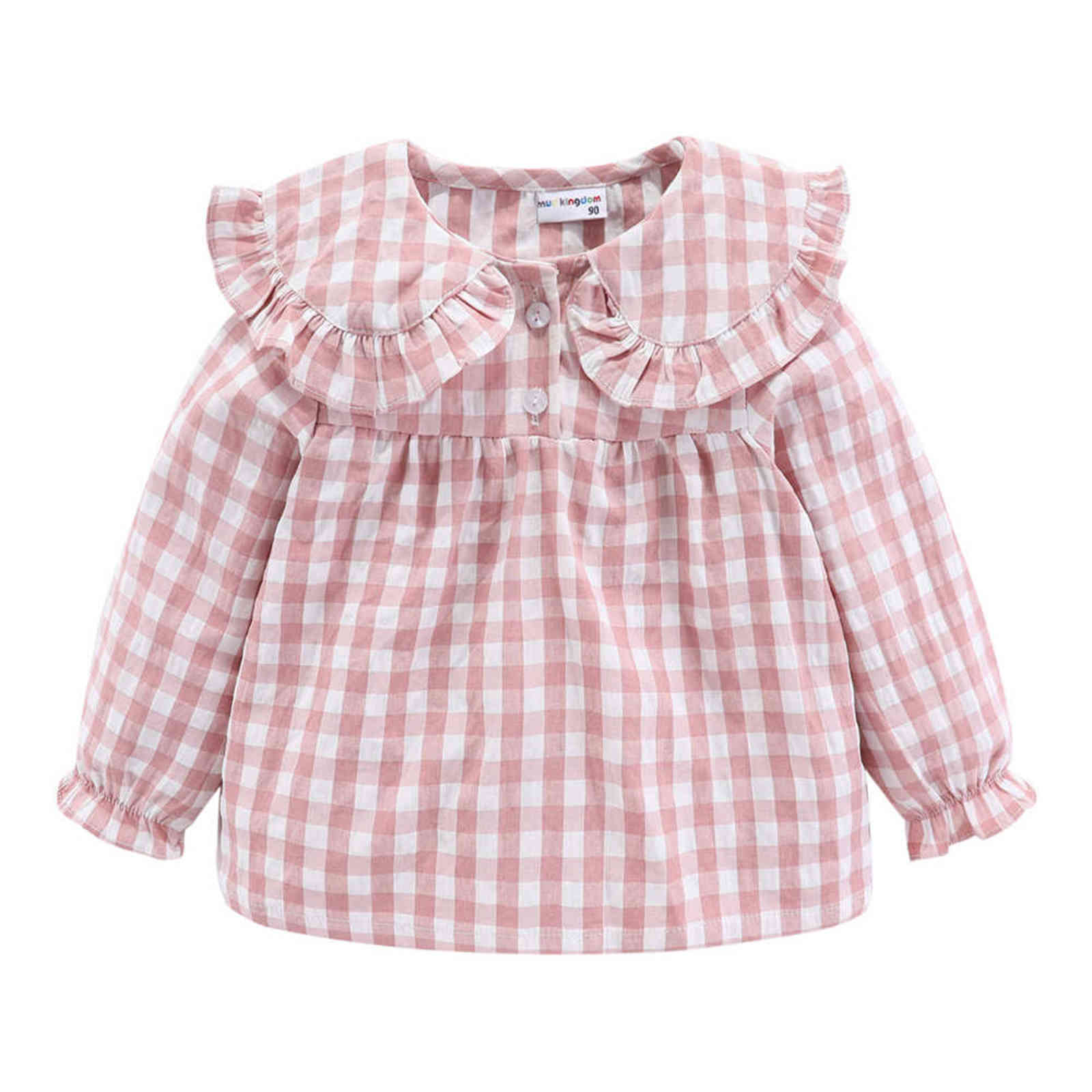 Mudkingdom Girls Pajama Set Peter Pan Collar Cute Plaid Girl Pajamas Suit Homewear Toddler Jammies Sleepwear 211130