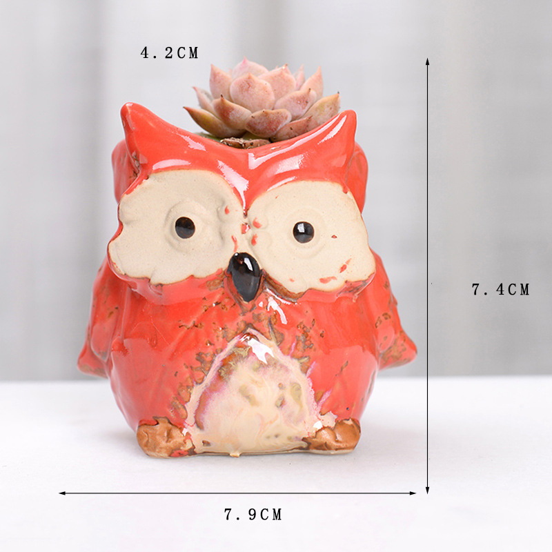 Owl Ceramic Empty Pot Cactus Flower Pots Cartoon Colorful Succulent Plant For Desktop 6 Style Free shipping